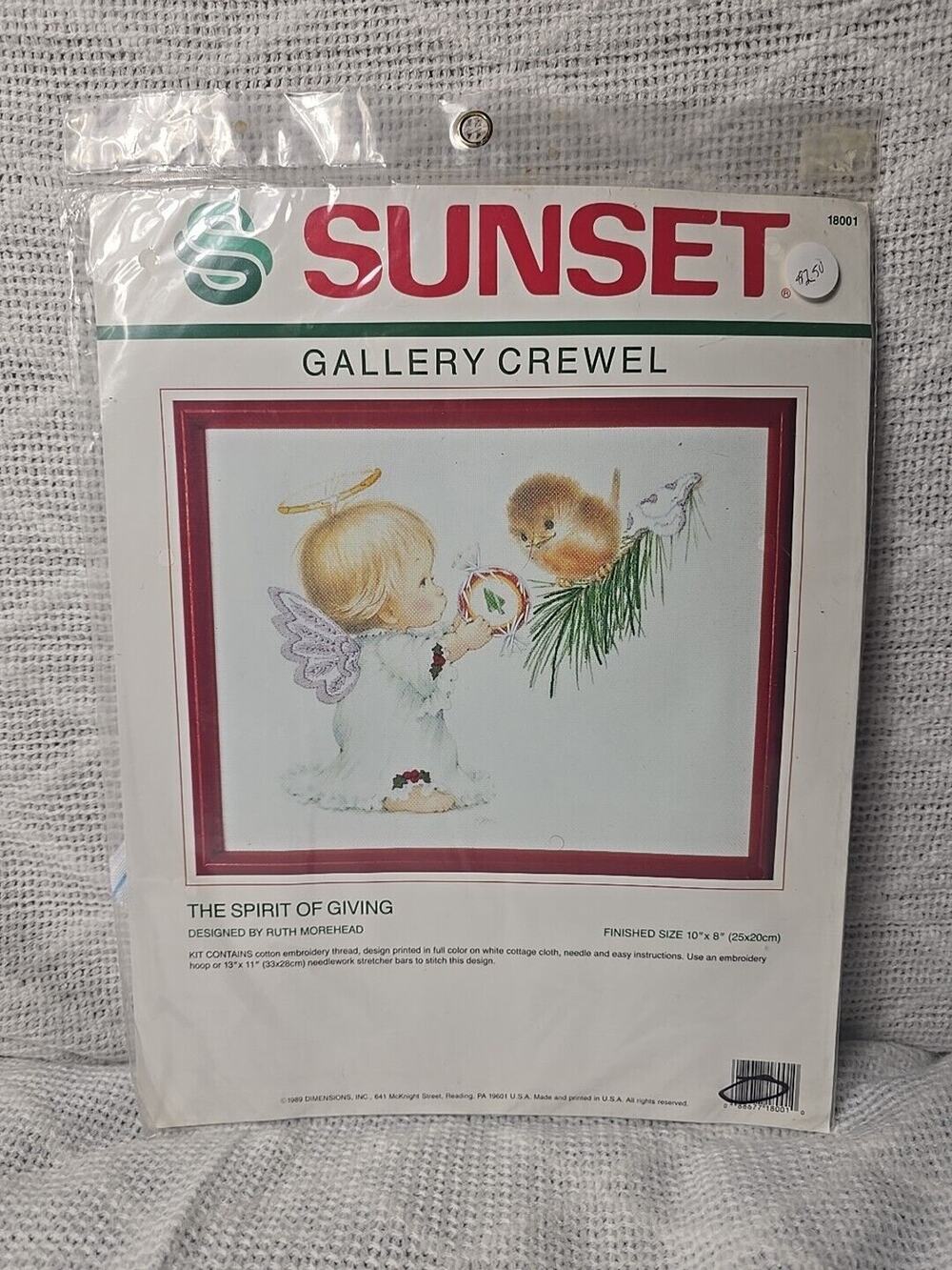 1989 Sunset Gallery Crewel Kit The Spirit Of Giving 10x8